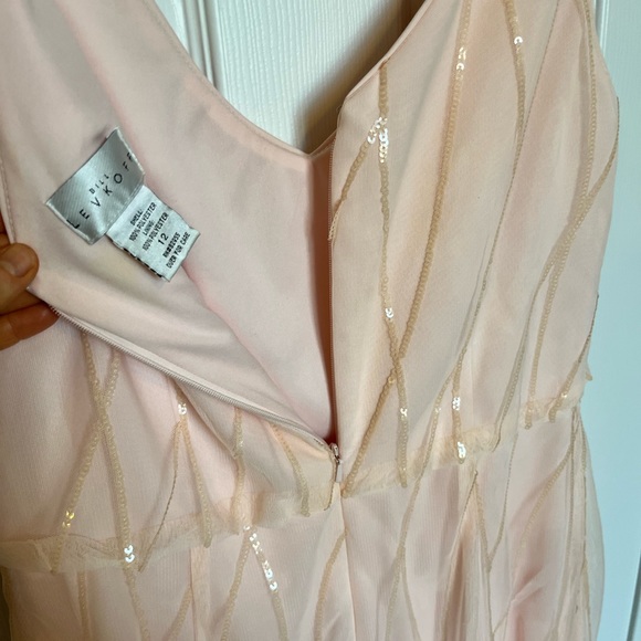 Bill Levkoff Sequin Mesh V-Neck Wedding Bridesmaid Prom Dress Size 12 - Picture 9 of 16